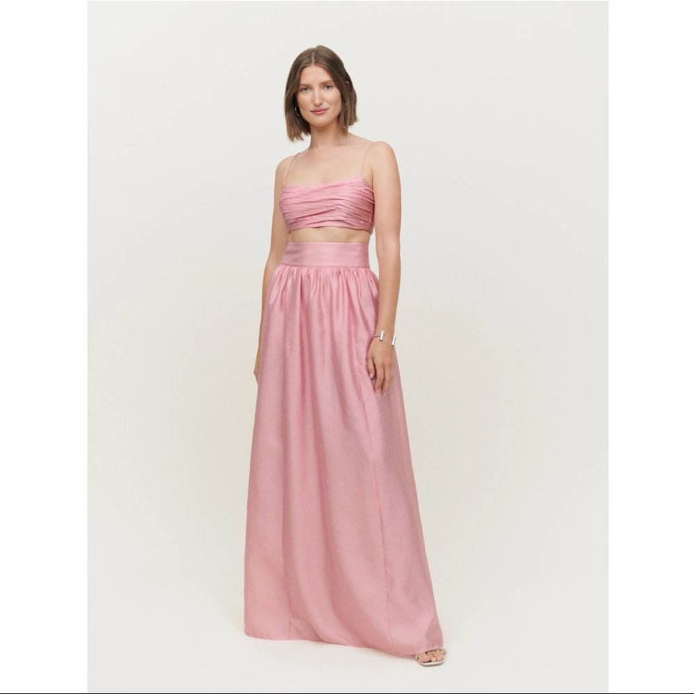 Reformation Carlow Two Piece Dress in Soft Pink